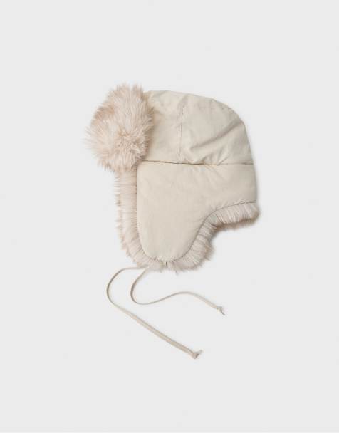 Stradivarius Bonnet aviateur réversible écru - view 1