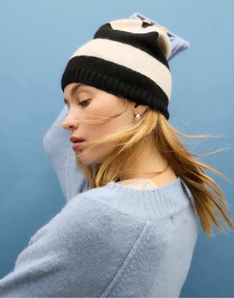 Stradivarius - Bonnet rayé - Noir - view 1