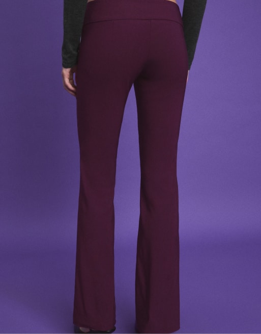 Stradivarius Bootcut bengaline trousers in purple, 3 of 7