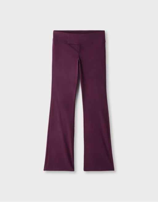 Stradivarius Bootcut bengaline trousers in purple, 6 of 7