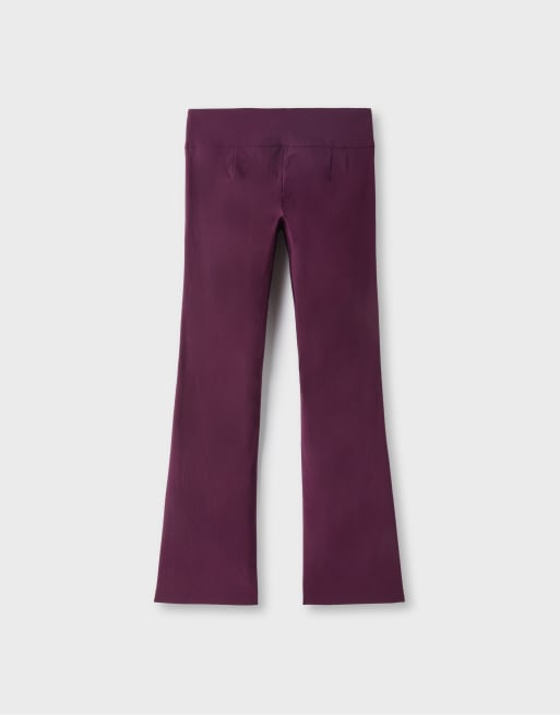 Stradivarius Bootcut bengaline trousers in purple, 7 of 7
