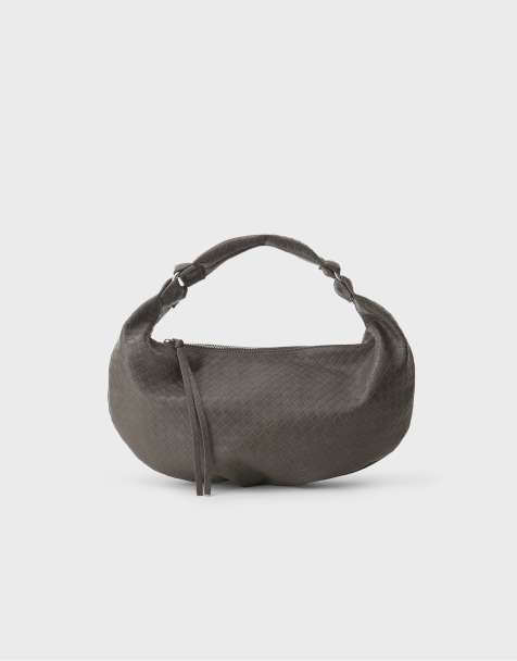 Stradivarius borsa a mezzaluna effetto intrecciato grigio scuro - view 1