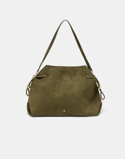 Stradivarius borsa a spalla arricciata color khaki