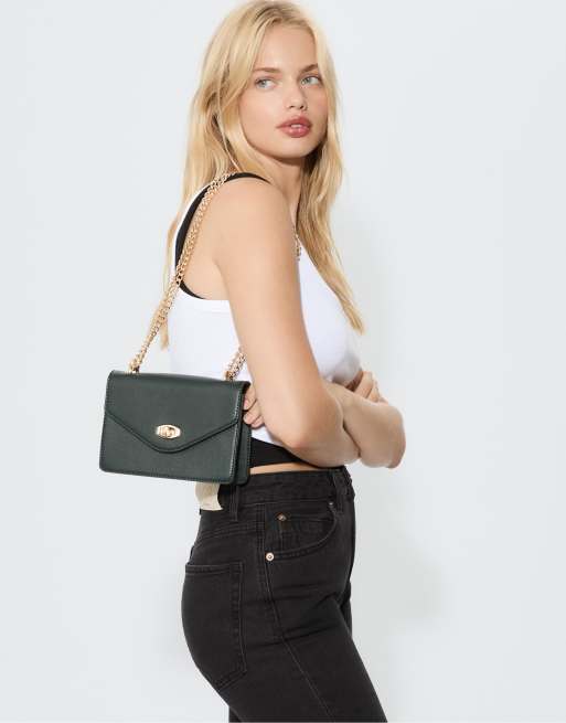 Stradivarius - Borsa a tracolla color kaki con moschettone