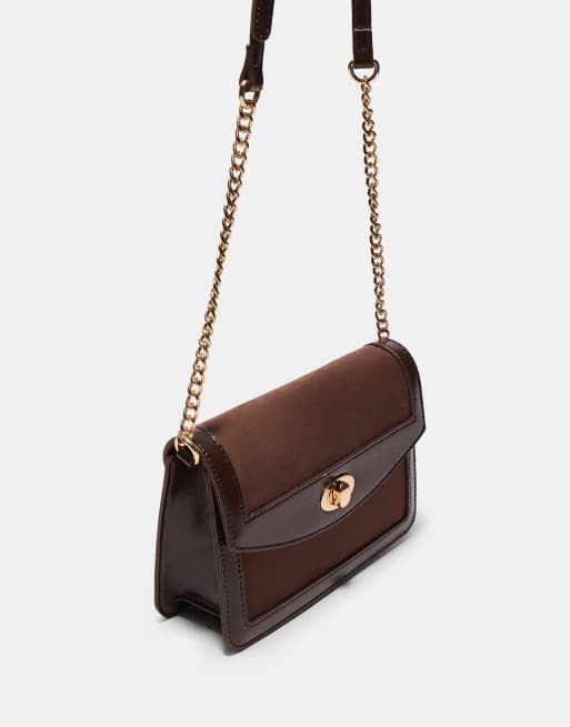 Stradivarius - Borsa a tracolla marrone con dettagli a contrasto, 2 di 4