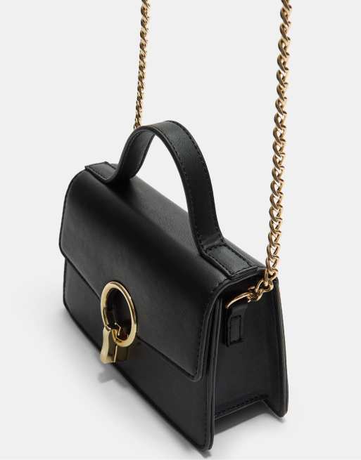 Stradivarius - Borsa a tracolla nera con chiusura rotonda, 4 di 4