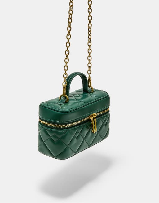 Stradivarius borsa a tracolla trapuntata verde bottiglia, 4 di 4