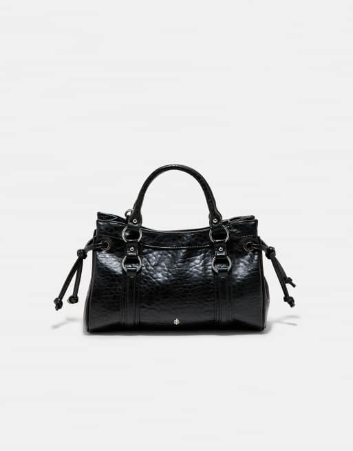 Stradivarius borsa crossbody city con dettaglio annodato nera