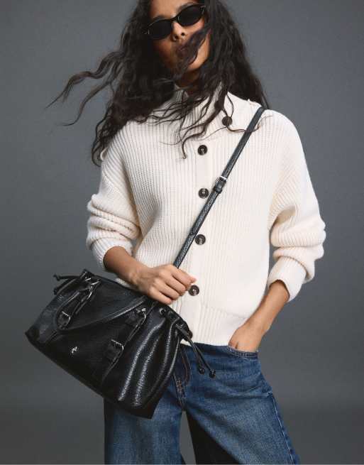 Stradivarius borsa crossbody nera, 3 di 4
