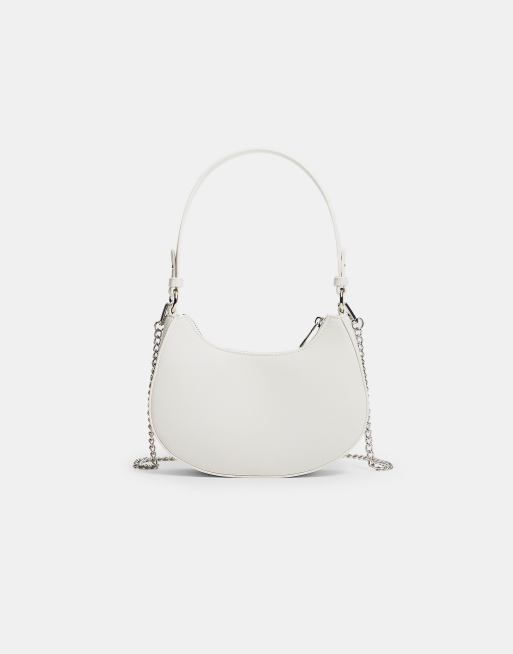 Stradivarius - Borsa da spalla a mezzaluna bianca, 4 di 4