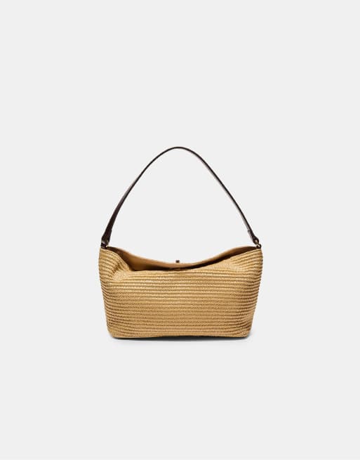Stradivarius - Borsa da spalla all'uncinetto écru con chiusura in metallo, 2 di 3