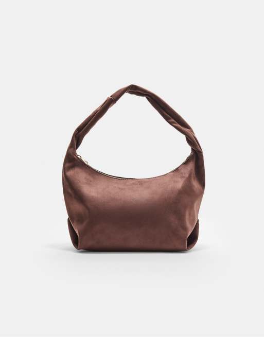 Stradivarius - Borsa da spalla marrone con dettaglio manico