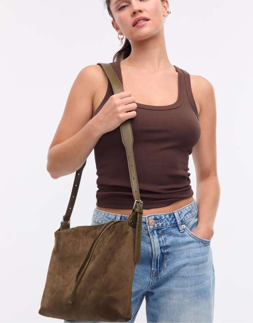 Stradivarius - Borsa da spalla morbida color kaki