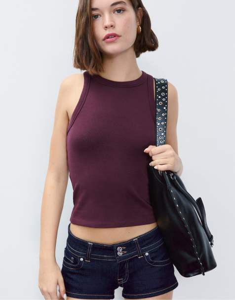 Stradivarius - Borsa da spalla nera con borchie e tracolla - view 1