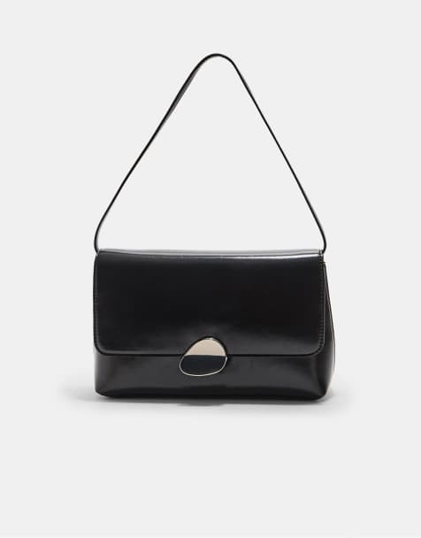 Stradivarius - Borsa nera con chiusura asimmetrica in metallo - view 1