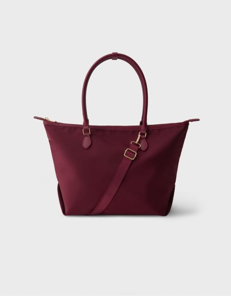 Stradivarius borsa shopper a tracolla a contrasto bordeaux - view 1