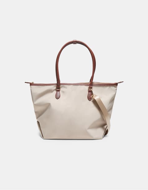 Stradivarius - Borsa shopper a tracolla color pietra con dettagli a contrasto - view 1