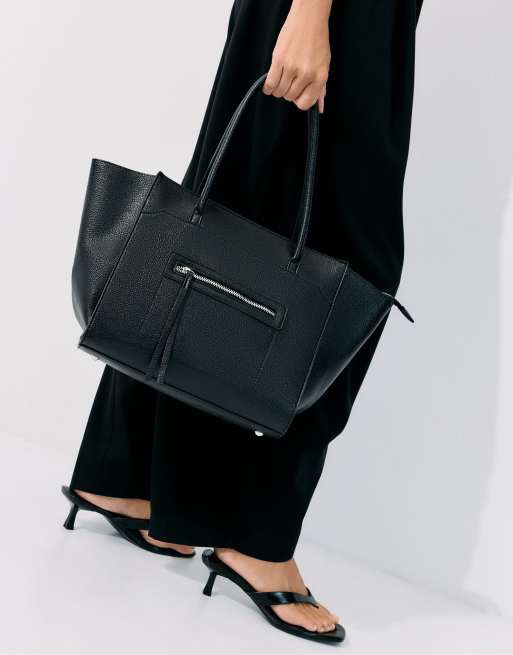 Stradivarius borsa shopper con tasca nera, 2 di 4