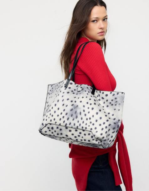 Stradivarius - Borsa shopper double-face nera con stampa zebrata - view 1