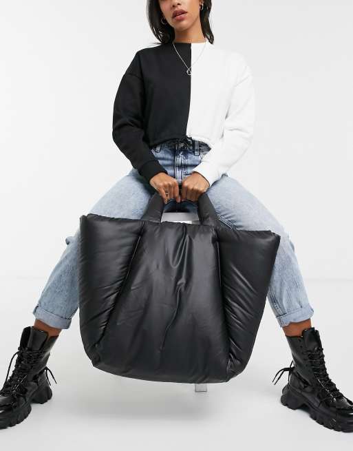 Stradivarius Borsa shopper imbottita di colore nero