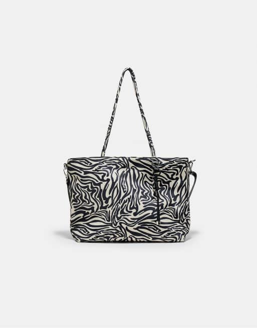 Stradivarius borsa shopper in tessuto color ecru