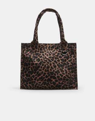 Stradivarius - Borsa shopper marrone in tessuto stampato - view 1