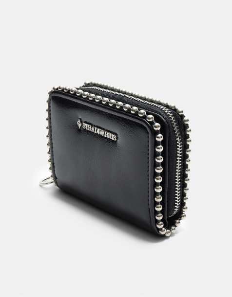 Stradivarius - Borsellino nero con perline e zip - view 1