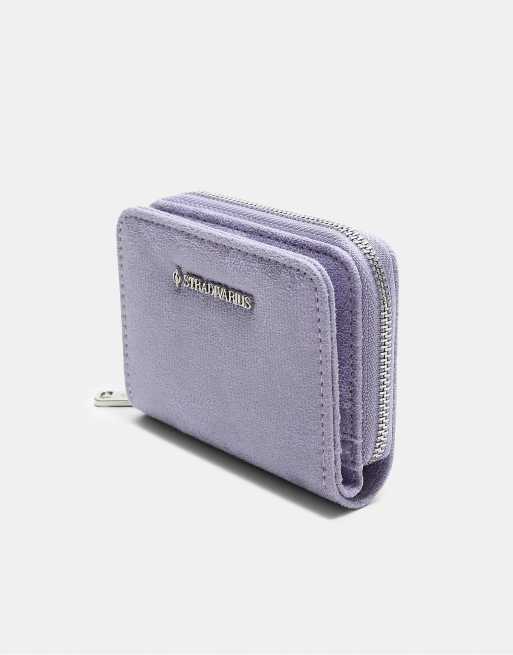Stradivarius - Borsellino portacarte color malva in camoscio sintetico con zip