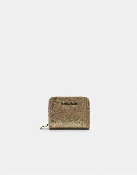 Stradivarius - Borsellino portacarte luccicante giallo con zip - view 1