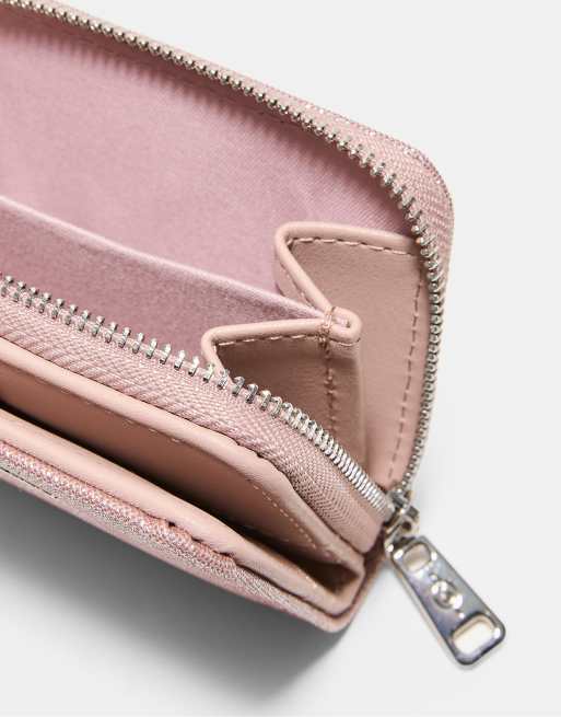 Stradivarius - Borsellino rosa pastello lucido con zip, 3 di 4