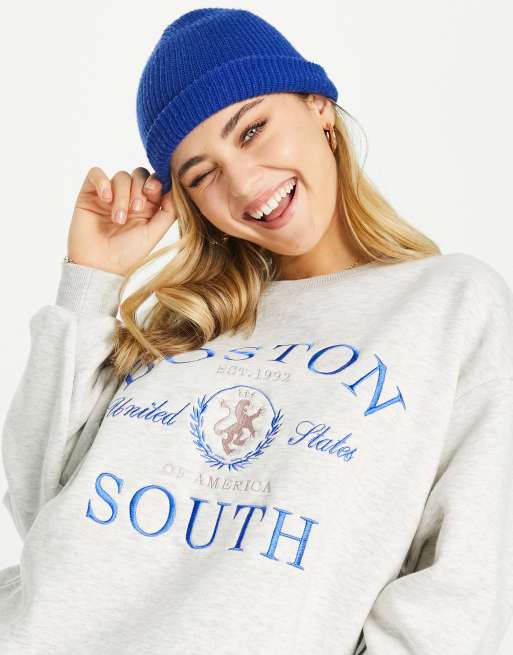 Stradivarius - Boston - Oversized sweatshirt in grijs 