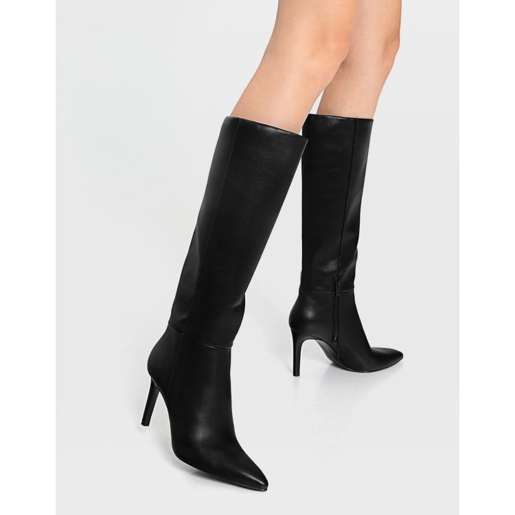 Stradivarius Bottes hauteur genou talons aiguilles Noir ASOS