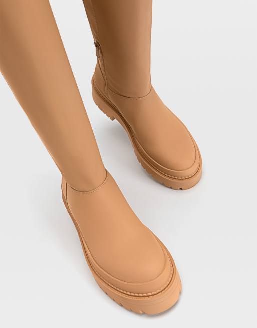 Stradivarius - Bottes montantes à semelle chunky et languettes sur les côtés - Marron, 4 de 4