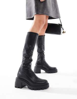 Stradivarius - Bottes montantes à talon et semelle chunky - Noir