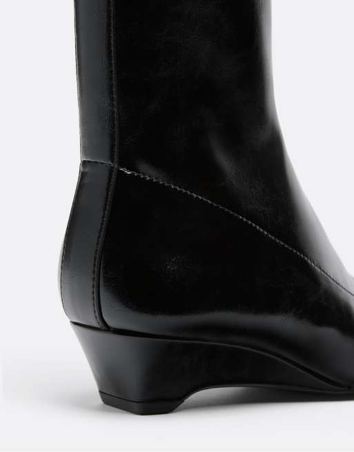 Stradivarius bottines à talon compensé noires, 5 de 5
