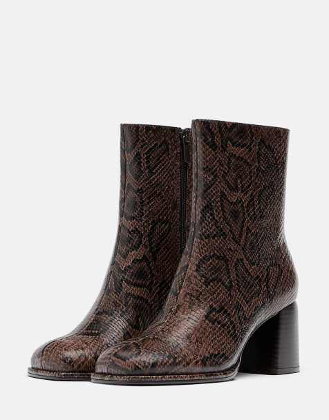 Stradivarius - Bottines à talon mi-haut avec imprimé animal - Multicolore - view 1