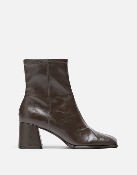 Stradivarius bottines à talon moyen Basic marron - view 1