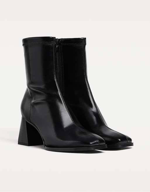 Stradivarius - Bottines à talon moyen et cheville stretch - Noir, 2 de 4