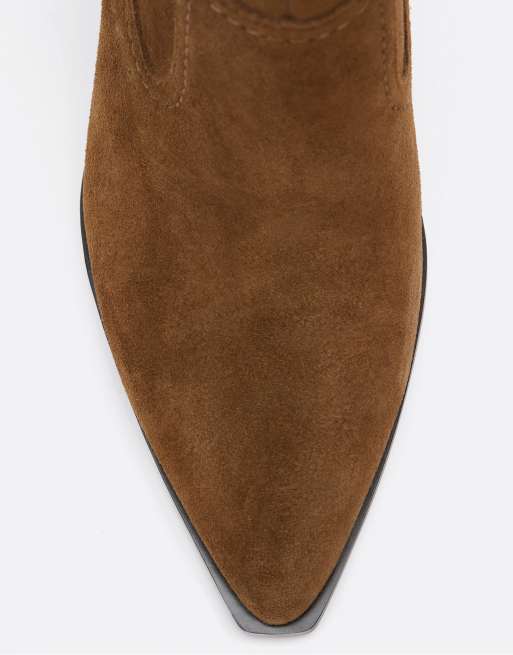 Stradivarius bottines à talon style cuir couleur tan, 4 de 5