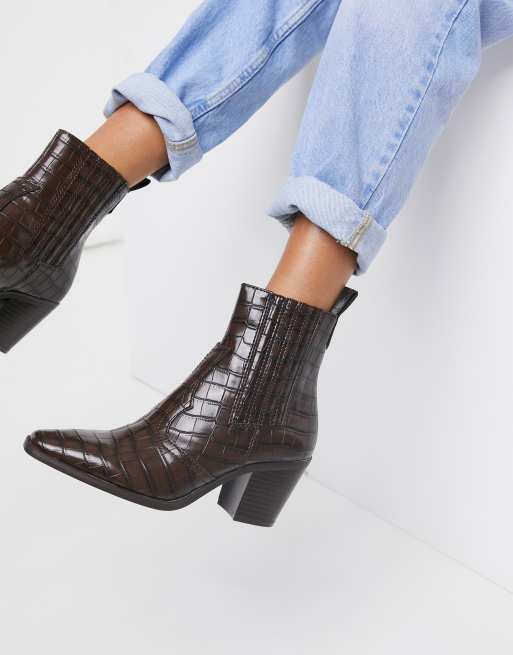 Stradivarius Bottines talon style western Marron ASOS