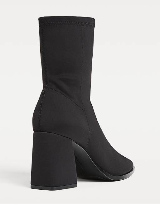 Stradivarius bottines à talons hauts effet néoprène noires, 3 de 4