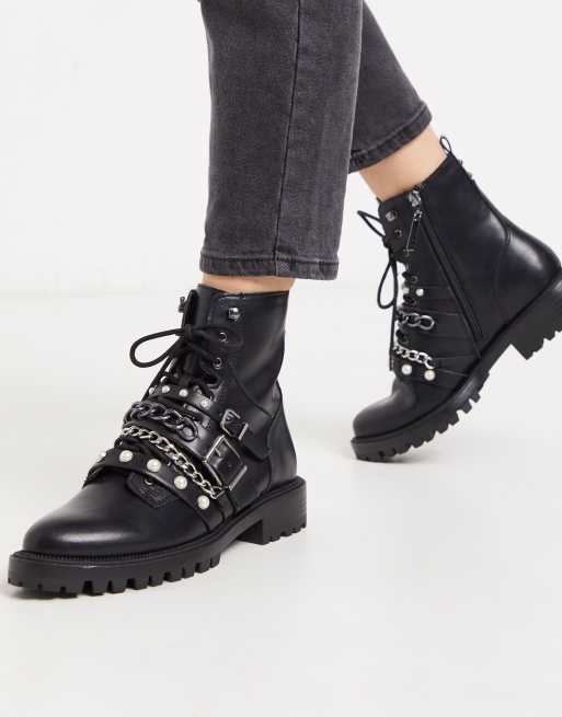 Bottines noir avec discount perles