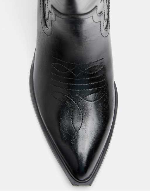 Stradivarius bottines cowboy à talons noires, 4 de 6
