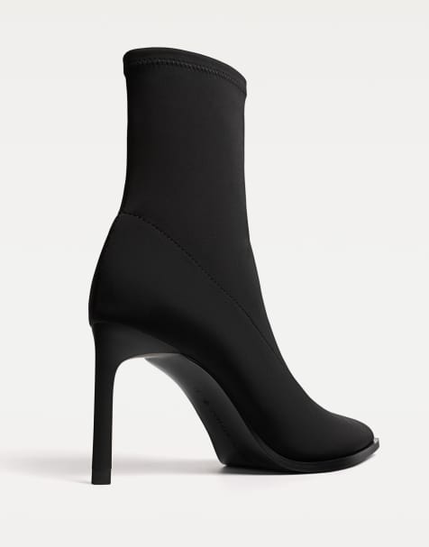 Stradivarius - Bottines en tissu à talons aiguilles - Noir - view 1