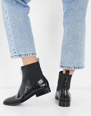 bottines plates cuir marron stradivarius
