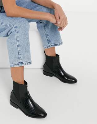 bottines plates cuir marron stradivarius