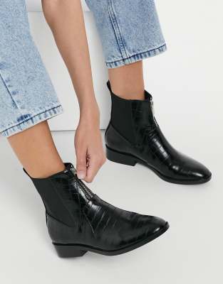 bottines plates cuir marron stradivarius