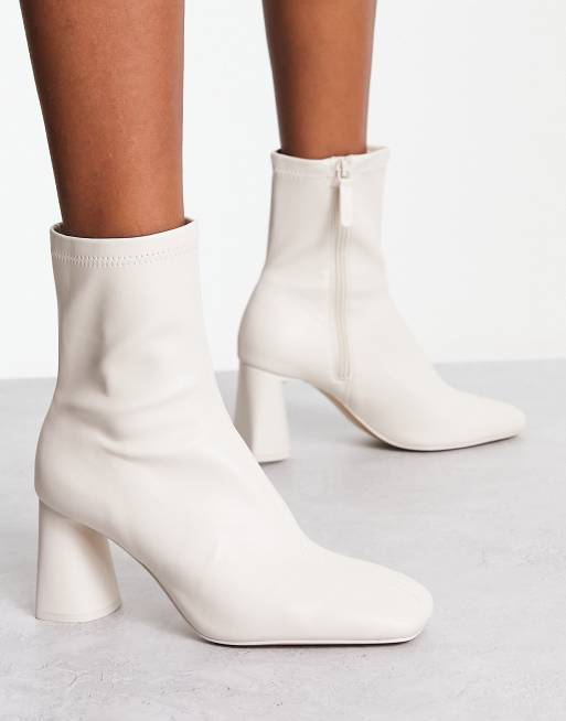 Stradivarius Bottines souples talon mi haut Blanc