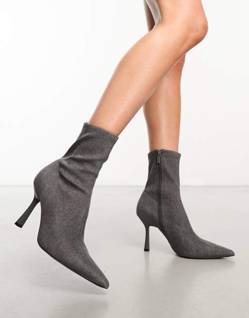 Stradivarius Bottines souples en denim Gris d lav ASOS