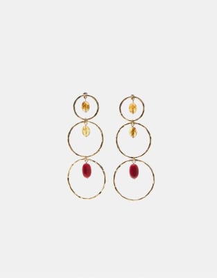Boucles d'oreilles avec pendants circulaires et breloques - Dor - Stradivarius - Modalova